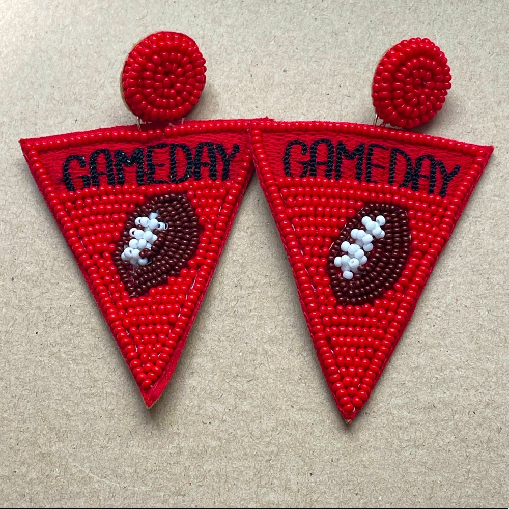 ❤️🎉RESTOCK!!Red and Black Game Day Beaded Earrings Georgia Bulldogs